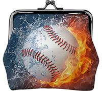 Portafoglio portamonete da donna in pelle con motivo baseball in acqua e fuoco, piccolo portamonete con chiusura a lucchetto a bacio e fibbia portafoglio per ragazza regalo, Come nella foto, Taglia