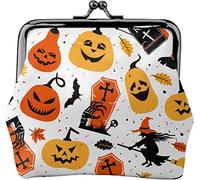 Portafoglio portamonete da donna in pelle con sfondo horror, piccolo portamonete con chiusura a lucchetto a bacio e fibbia portafoglio per regalo ragazza, Come nella foto, Taglia unica, Organizer per