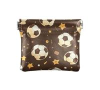 Portafoglio portamonete da donna in pelle marrone con stella del calcio, impermeabile, per donne e ragazze