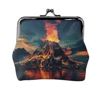 Portafoglio portamonete da donna in pelle vintage con stampa vulcano elegante e piccolo portamonete
