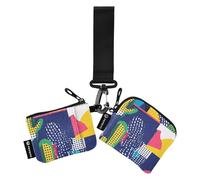 Portafoglio portamonete da donna in stile geometrico con cactus, piccolo portafoglio staccabile per carte di credito organizer con tasca con cerniera per donna 2 pezzi Recto Verso