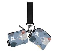 Portafoglio portamonete da donna, piccolo porta carte d'identità portatile, con portachiavi, per donne e ragazze, confezione da 2, Ricci, 4.13"(L) x 3.5"(W), Accessorio da viaggio