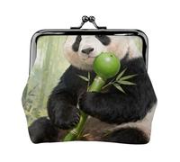 Portafoglio portamonete in pelle con scritta "Panda Eat Bamboo Baci"