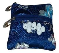 Portafoglio portaoggetti in seta, 2 pezzi, grazioso nodo cinese, due borse con cerniera, sacchetti for gioielli, for bracciali, collane, in broccato di for viaggi(Dark Blue(2 Pcs Pattern Random))