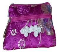 Portafoglio portaoggetti in seta, 2 pezzi, grazioso nodo cinese, due borse con cerniera, sacchetti for gioielli, for bracciali, collane, in broccato di for viaggi(Fuchsia(2 Pcs Pattern Random))