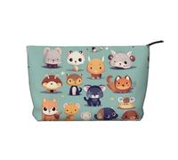 Portafoglio portatile da donna con cerniera, adatto per viaggi e conservazione quotidiana di cosmetici, grazioso astuccio per cosmetici in velluto a coste con piccoli animali, nero, taglia unica,