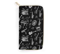 Portafoglio portatile in pelle per adulti con tasche per documenti d'identità, grande capacità per più carte, borsa leggera per accessori da viaggio, strumento musicale, chitarra, pianoforte, basso