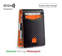 PORTAFOGLIO RFID CARBON LOOK/ARANCIO LOGO METALLICO BMW M 14,5x8,3