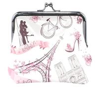 Portafoglio rosa romantico da viaggio Parigi per uomini e donne in pelle rosa bacio Lock piccolo portamonete portamonete per monete, rosa romantico viaggio parigi, taglia unica, Pink Romantic Travel