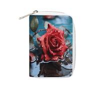 Portafoglio, rosa rossa in acqua stampata portafoglio, portafoglio da viaggio di grande capacità, portafoglio da viaggio da donna, portafoglio per adulti, bianco, 16 x 11,5 cm, moderno