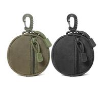 Portafoglio rotondo per monete in 2 pezzi, grazioso mini portamonete, borsa impermeabile multifunzionale, comoda borsa da appendere per esterni, borsa semplice in tinta unita., Nero , Taglia unica