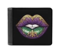 Portafoglio sottile a due ante da uomo Mardi And Gras Lip, tasca frontale con 6 finestre per documenti