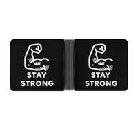 Portafoglio sottile a due ante Stay Strong Muscular Arms per uomo e donna, classico porta carte in pelle.