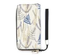 Portafoglio sottile a strati con foglie e fronde di felce per le donne borsa lunga carino pochette da polso borsa porta carte, Stile:, 20x10.5cm