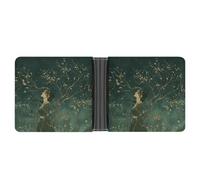 Portafoglio sottile compatto a due ante che indossa un vestito verde, portafogli minimalisti da uomo con porta carte di credito in pelle portamonete finestra ID unisex