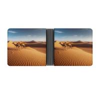 Portafoglio sottile compatto a due ante con dune di sabbia nel deserto del Sahara, portafogli minimalisti da uomo con porta carte di credito in pelle portamonete con finestra ID unisex
