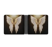 Portafoglio sottile compatto a due ante in pelle con ali d'angelo, portafogli minimalisti da uomo con porta carte di credito in pelle portamonete finestra ID unisex