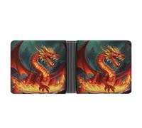Portafoglio sottile compatto a due volte Dragon King in pelle di fuoco, portafogli minimalisti da uomo con porta carte di credito in pelle portamonete finestra ID unisex