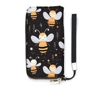 Portafoglio sottile con api floreali per le donne borsa lunga carino pochette da polso borsa porta carte, Stile:, 20x10.5cm