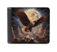 Portafoglio sottile con aquila calva nella luna e tasca frontale, con porta carte di credito, per donne e uomini, Stile:, Taglia unica, Per tutte le stagioni