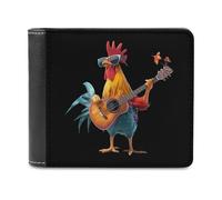 Portafoglio sottile con gallo che suona la chitarra, con tasca frontale e porta carte di credito, per donne e uomini, Stile:, Taglia unica, Per tutte le stagioni