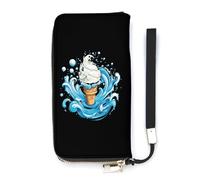 Portafoglio sottile con gelato ad acquerello per le donne borsa lunga carino pochette da polso borsa porta carte, Stile:, 20x10.5cm