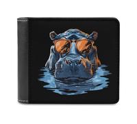 Portafoglio sottile con ippopotamo con occhiali, tasca frontale, portafoglio bifold con porta carte di credito per donne e uomini, Stile:, Taglia unica, Per tutte le stagioni