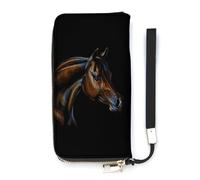 Portafoglio sottile con ritratto di un cavallo arabo da donna, borsetta lunga e carina, pochette da polso, borsetta porta carte, Stile:, 20x10.5cm