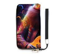 Portafoglio sottile con scimmia astratta che suona musica rock per le donne borsa lunga carino pochette da polso borsa porta carte, Stile:, 20x10.5cm