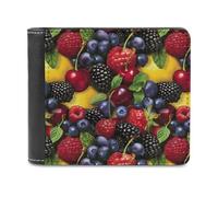Portafoglio sottile con tasca frontale e porta carte di credito, per donne e uomini, colore: mirtillo fragola e limone, Stile:, Taglia unica, Per tutte le stagioni