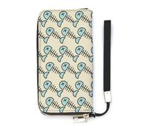 Portafoglio sottile da donna a forma di scheletro di pesce, 3 pezzi, borsetta lunga e carina, pochette da polso, porta carte, Stile:, 20x10.5cm