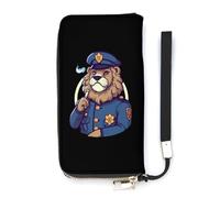 Portafoglio sottile da donna con leone della polizia che fuma una borsetta lunga carina pochette da polso porta carte, Stile:, 20x10.5cm
