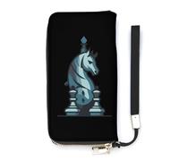 Portafoglio sottile da donna con scritta "Chess King Queen Knight", borsetta lunga e carina, pochette da polso, porta carte di credito, Stile:, 20x10.5cm