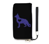 Portafoglio sottile da donna con stampa di razza di cane da pastore tedesco e cuore, borsetta lunga e carina, pochette da polso, porta carte di credito, Stile:, 20x10.5cm