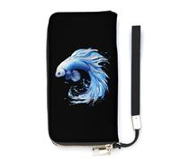 Portafoglio sottile da donna Siamese Fighting Betta Fish borsa lunga carino pochette da polso borsa porta carte, Stile:, 20x10.5cm