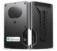 Portafoglio sottile da uomo, con chip Airtag integrato, compatibile solo con Apple Find My iOS, portafoglio minimalista con tasca frontale e porta carte di credito con fermasoldi, Fibra di carbonio