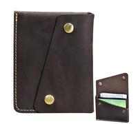 Portafoglio sottile da uomo, con tasca frontale, cuciture squisite, grande capacità, sicuro, morbido, portafoglio vintage da uomo per papà, fidanzato, maschio, Marrone Scuro, Refer to description