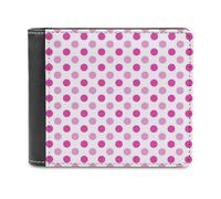 Portafoglio sottile da uomo in pelle - motivo a pois rosa acceso stampa C piccolo sottile doppio tasca frontale portafoglio porta carte