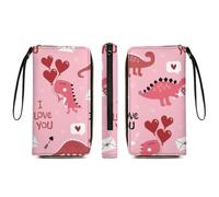 Portafoglio sottile da viaggio per donna, grande capacità porta carte di credito cani cuoricini carini bassotto borsa per San Valentino in pelle PU impermeabile portafoglio lungo