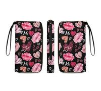 Portafoglio sottile di grande capacità per le donne, borsa da viaggio impermeabile lunga, simpatico panda, amore, cuori di San Valentino, porta carte di credito rosa con più scomparti per carte