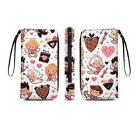 Portafoglio sottile di grande capacità per le donne, impermeabile, da viaggio, lungo, con divertenti cani bassotti, cuoricini d'amore per San Valentino, porta carte di credito con più scomparti per ca