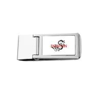 Portafoglio sottile in acciaio inox con fermasoldi a forma di drago della mitologia orientale occidentale