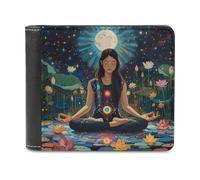 Portafoglio sottile in pelle con porta carte di credito e banconote Seven Chakra, da uomo, per meditazione yoga, Stile:, Taglia unica