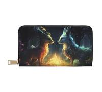 Portafoglio sottile in pelle per donne e uomini, Firefly Forest Fox Portafoglio per donne e uomini con cerniera