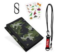 Portafoglio Sottile Mimetico per Ragazzo - Portacarte da Viaggio per Bambini con Portamonete