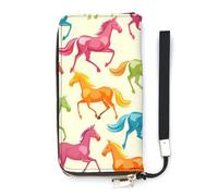 Portafoglio sottile multicolore con razze di cavalli per le donne borsa lunga carino pochette da polso borsa porta carte, Stile:, 20x10.5cm
