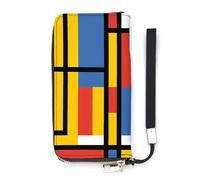 Portafoglio sottile nero Bauhaus astratto moderno stile Mondrian blu geometrico sottile per le donne borsa lunga carino pochette da polso borsa porta carte, Stile:, 20x10.5cm
