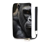 Portafoglio sottile nero con scimmia fresca per le donne borsa lunga carino pochette da polso borsa porta carte, Stile:, 20x10.5cm