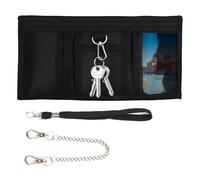 Portafoglio Sottile Per Bambini Portafoglio, con Catena e Cordino, Portamonete Compatto in Tela con Cerniera e Chiusura a Velcro, Portafoglio Triplo per Ragazzi per Scuola e Regali