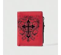 Portafoglio stile gotico, design creativo con gemme a forma di lacrima, stelle, sole, spada e pentagramma, portamonete con cerniera, porta carte di credito casual e alla moda MedioPoliuretano